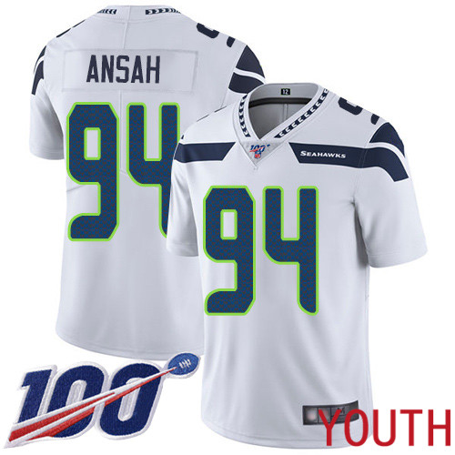 Seattle Seahawks Limited White Youth Ezekiel Ansah Road Jersey NFL Football #94 100th Season Vapor Untouchable->youth nfl jersey->Youth Jersey
